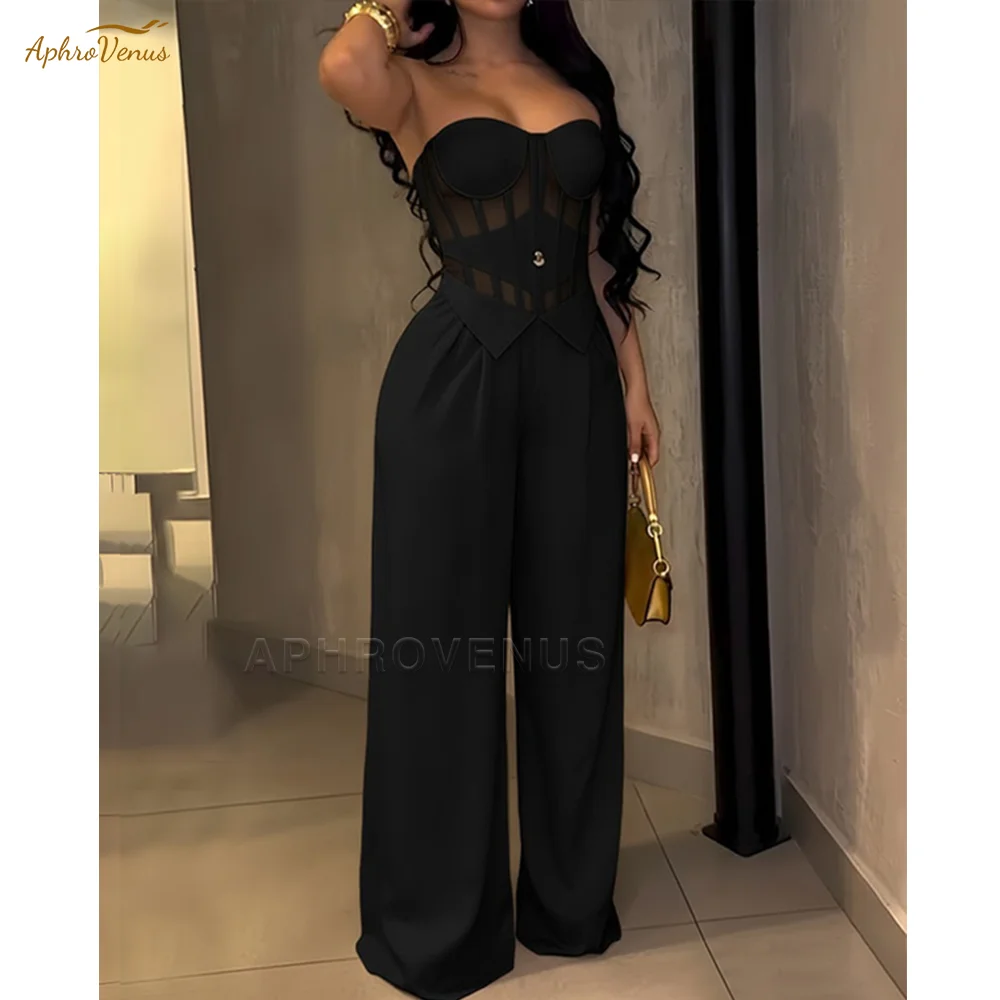 Women's Sexy Strapless Solid Color Jumpsuit Slimming High Waist Wide Leg Long Pants Elegant Party Romper Classy Clubwear Outfit
Women's Sexy Strapless Solid Color Jumpsuit Slimming High Waist Wide Leg Long Pants Elegant Party Romper Classy Clubwear Outfit