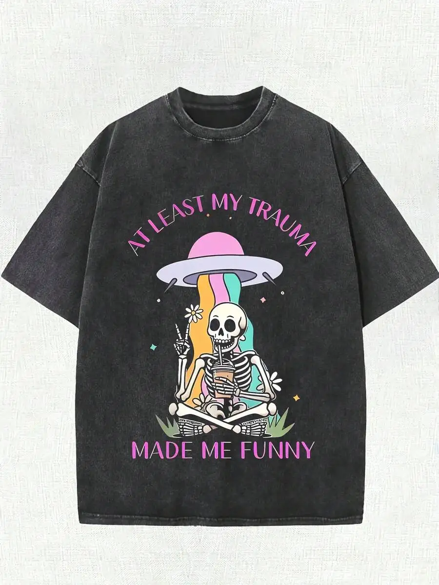 At Least My Trauma Made Me Funny Mens Cotton Graphic Tee Street Style Casual Short Sleeve Round Neck T-Shirt
At Least My Trauma Made Me Funny Mens Cotton Graphic Tee Street Style Casual Short Sleeve Round Neck T-Shirt