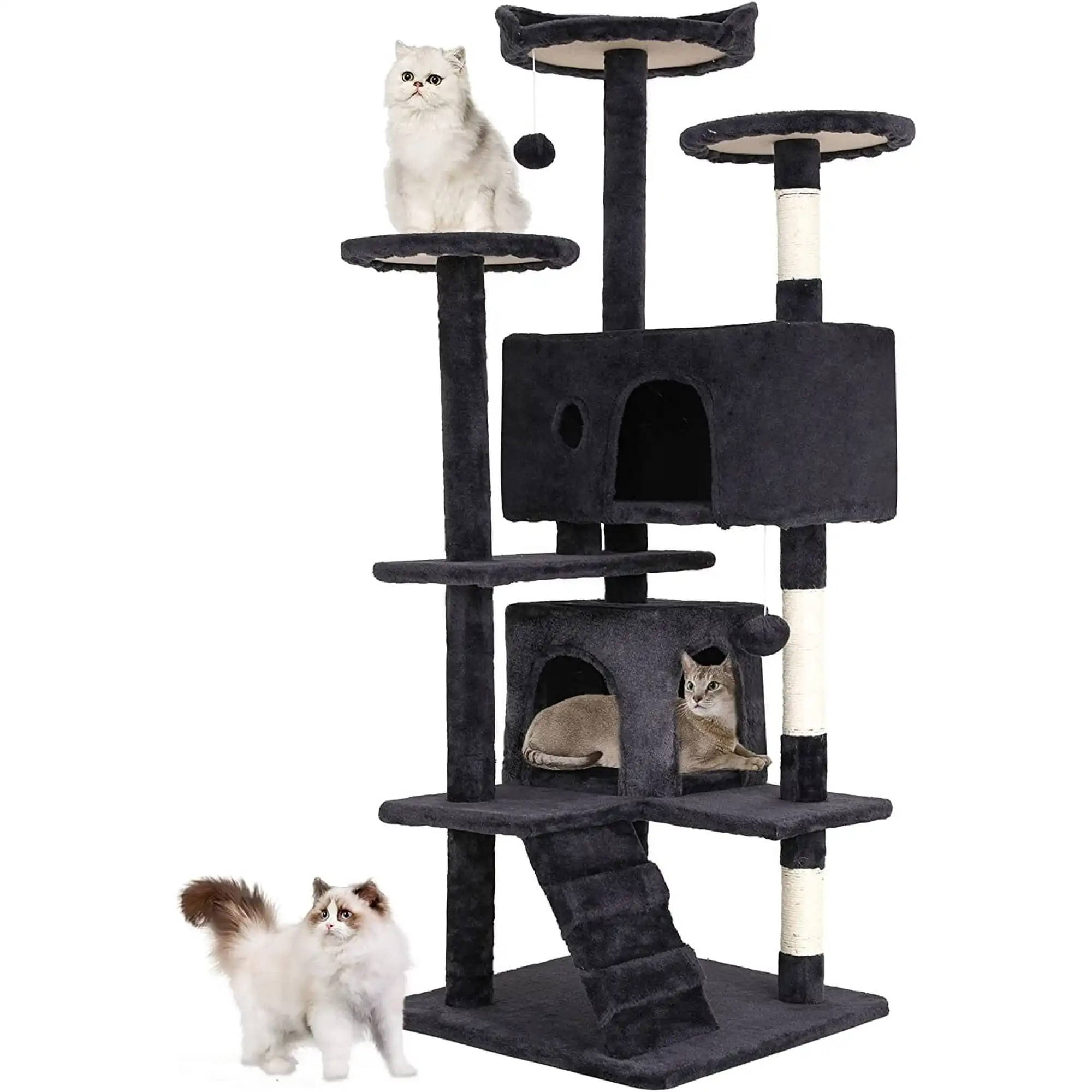54in Cat Tree Tower, Scratch Posts, Condo, Toys, Dark Gray, Perfect for Active Cats
54in Cat Tree Tower, Scratch Posts, Condo, Toys, Dark Gray, Perfect for Active Cats