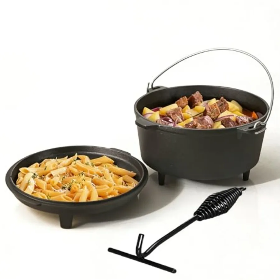 6.3qt Cast Iron Camping Dutch Oven, with 12inch Skillet Lid Outdoor Dutch Oven, Includes Claw Foot kazan for Baking, Braising,
6.3qt Cast Iron Camping Dutch Oven, with 12inch Skillet Lid Outdoor Dutch Oven, Includes Claw Foot kazan for Baking, Braising,