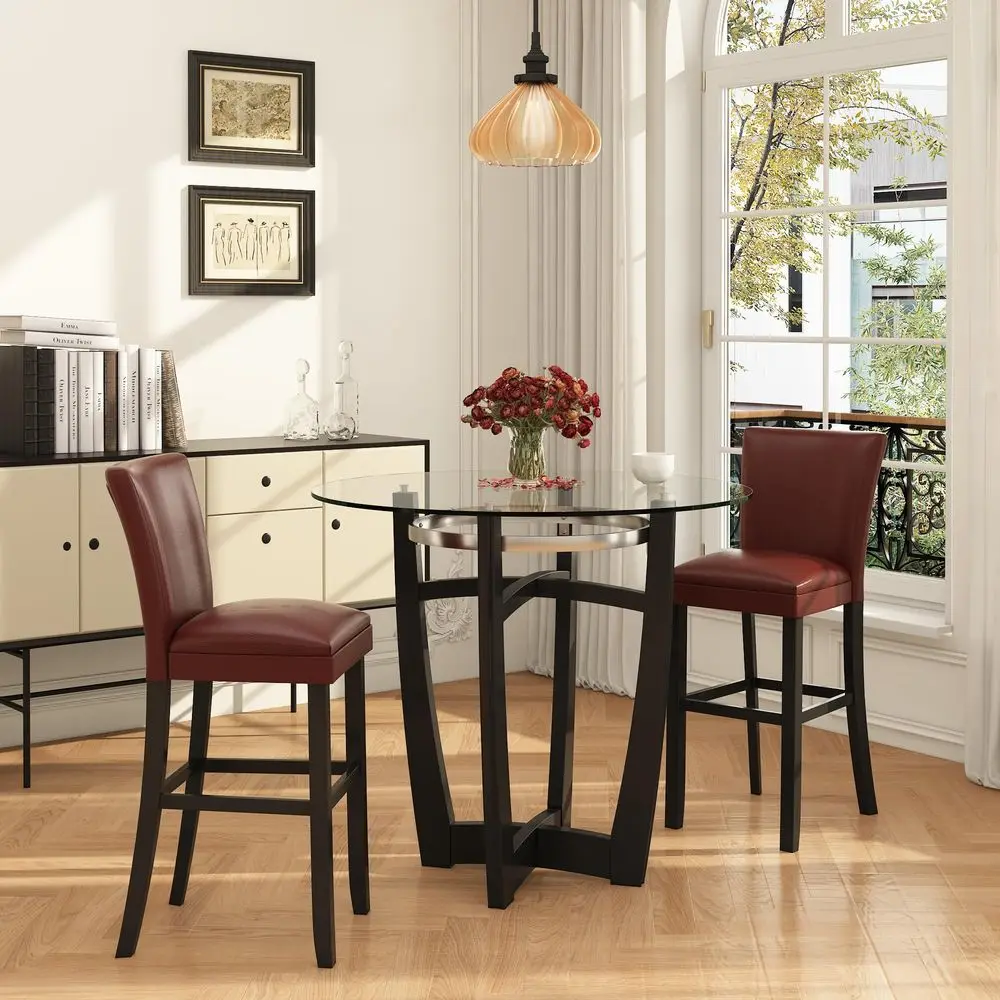 Top High Bar Table Stools Set for 2, 42 Round Tempered Glasstop High Bar Table with Two 31.9H Barstools Chairs with Upholstered
Top High Bar Table Stools Set for 2, 42 Round Tempered Glasstop High Bar Table with Two 31.9H Barstools Chairs with Upholstered