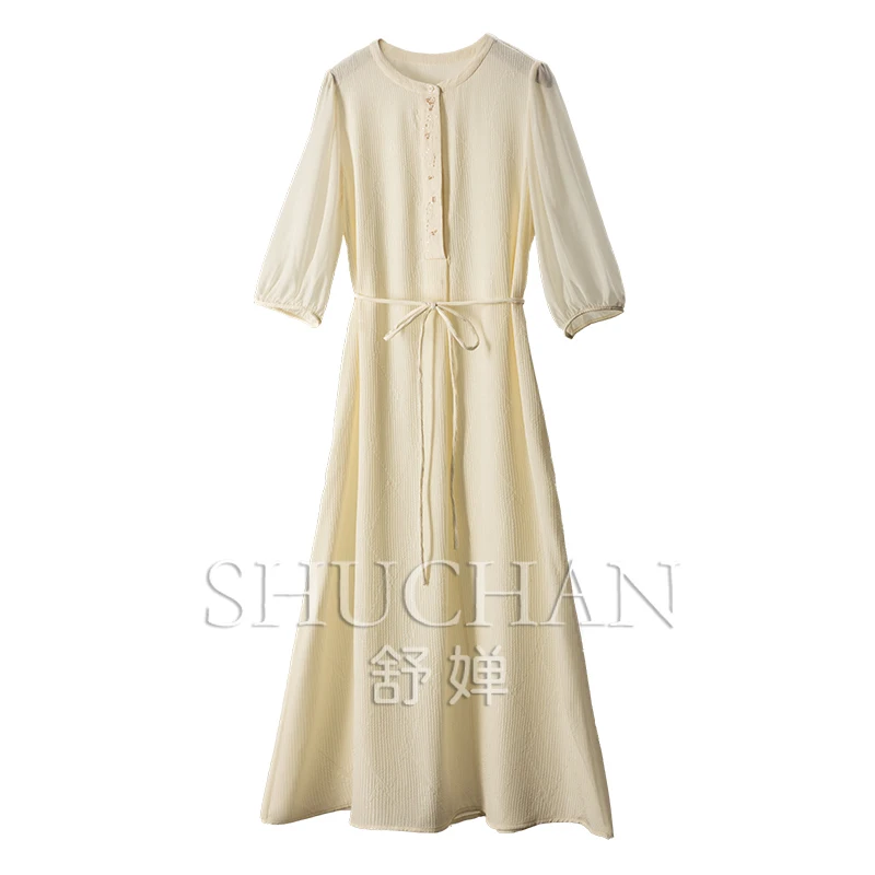 Luxury Beauty Heavy Cabinet Silk Crown Le Crepe Pin Qiaoqi Seven-quarter Sleeve Waist Dress Women 78A3
Luxury Beauty Heavy Cabinet Silk Crown Le Crepe Pin Qiaoqi Seven-quarter Sleeve Waist Dress Women 78A3