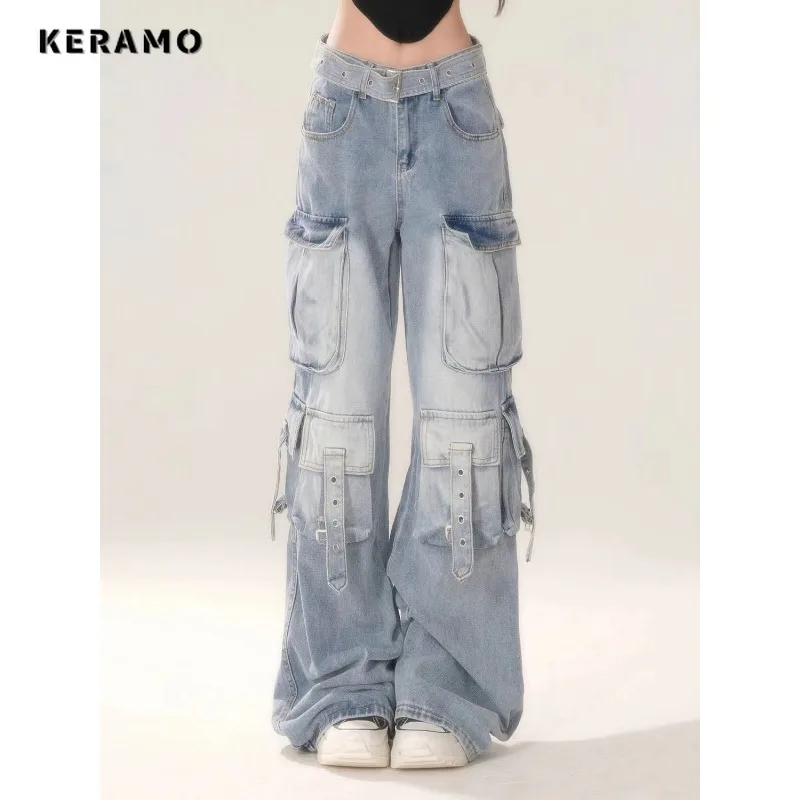 Women's High Street Casual Overalls Light Blue Loose Wide Leg Pants 2000's Oversized Y2k Jeans American Retro Pockets Pants
Women's High Street Casual Overalls Light Blue Loose Wide Leg Pants 2000's Oversized Y2k Jeans American Retro Pockets Pants