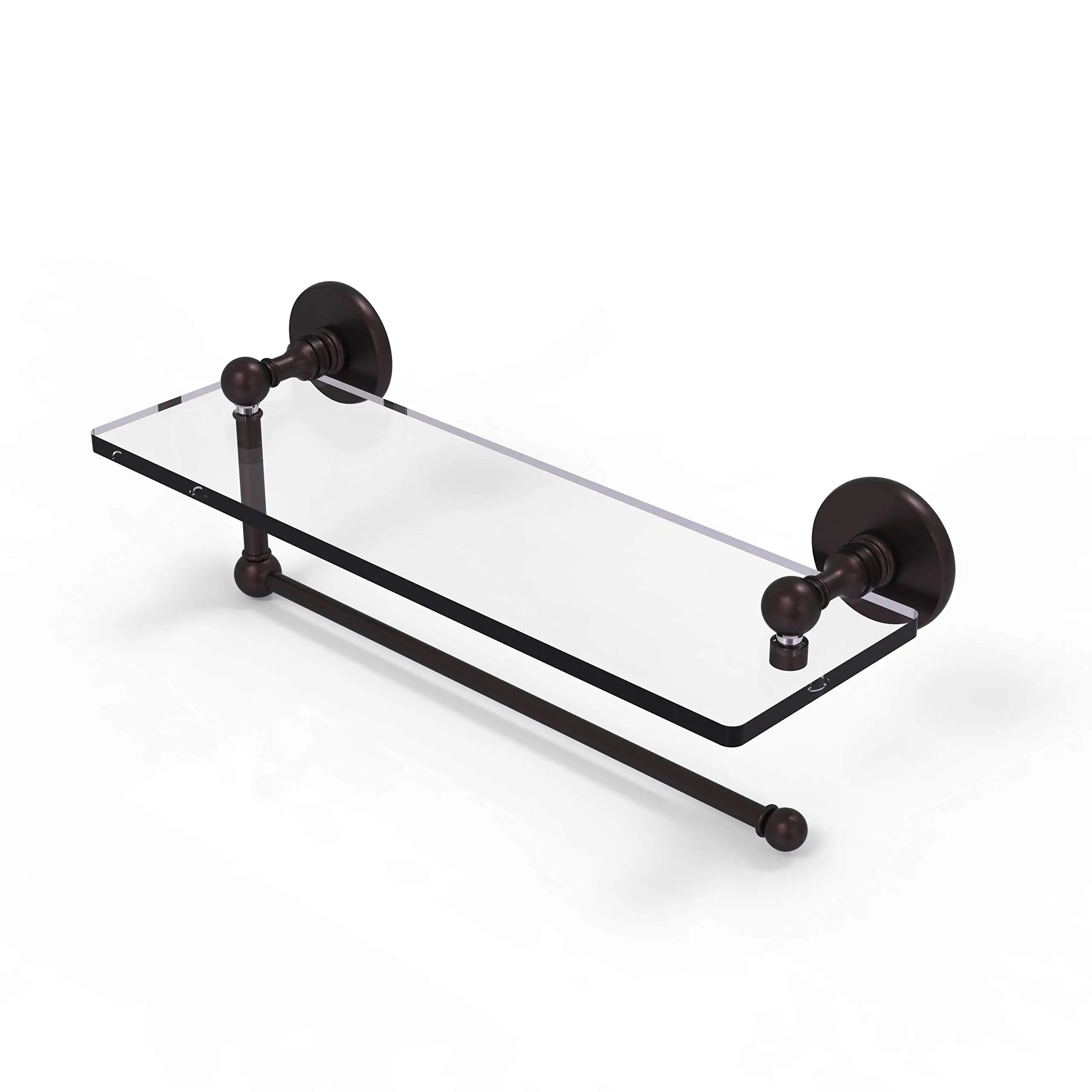 16 Inch Tempered Glass Shelf With Integrated Paper Towel Holder Venetian Bronze
16 Inch Tempered Glass Shelf With Integrated Paper Towel Holder Venetian Bronze