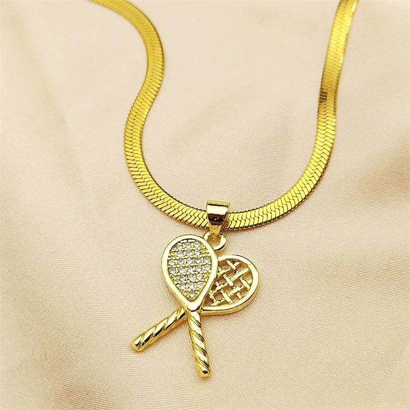 Blingbling Tennis Racket Pendant Necklace Women Men Stainless Steel Rhinestone Gold Color Sport Style Male Hiphop Chain Jewelry
Blingbling Tennis Racket Pendant Necklace Women Men Stainless Steel Rhinestone Gold Color Sport Style Male Hiphop Chain Jewelry