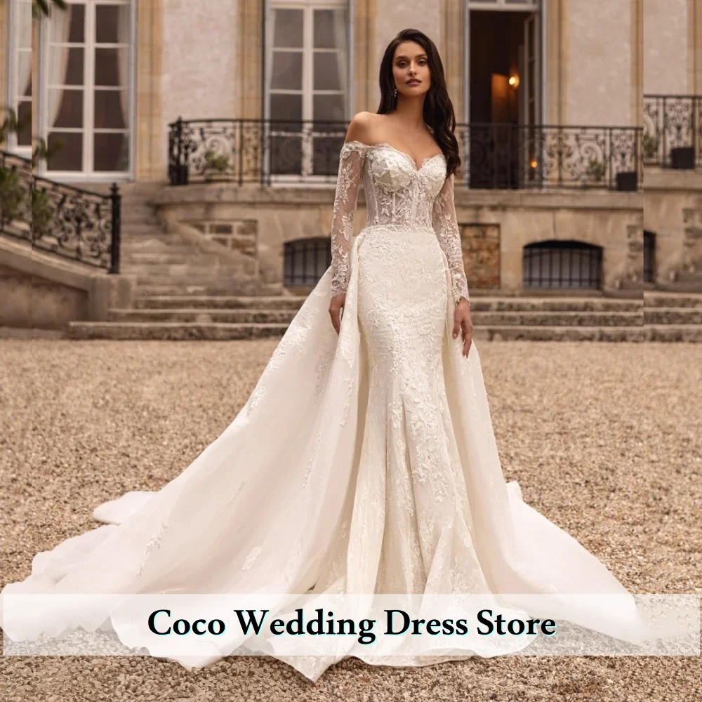 Customized Exquisite Long Sleeve Mermaid Wedding Dress Detachable Train Princess Bride Gown Vestido de Noiva
Customized Exquisite Long Sleeve Mermaid Wedding Dress Detachable Train Princess Bride Gown Vestido de Noiva