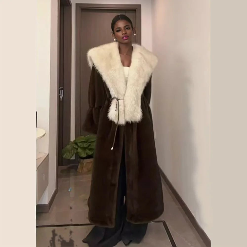 White Collar Brown Women's Fur Jacket Winter Faux Fur Long-style Coat Powerful
White Collar Brown Women's Fur Jacket Winter Faux Fur Long-style Coat Powerful