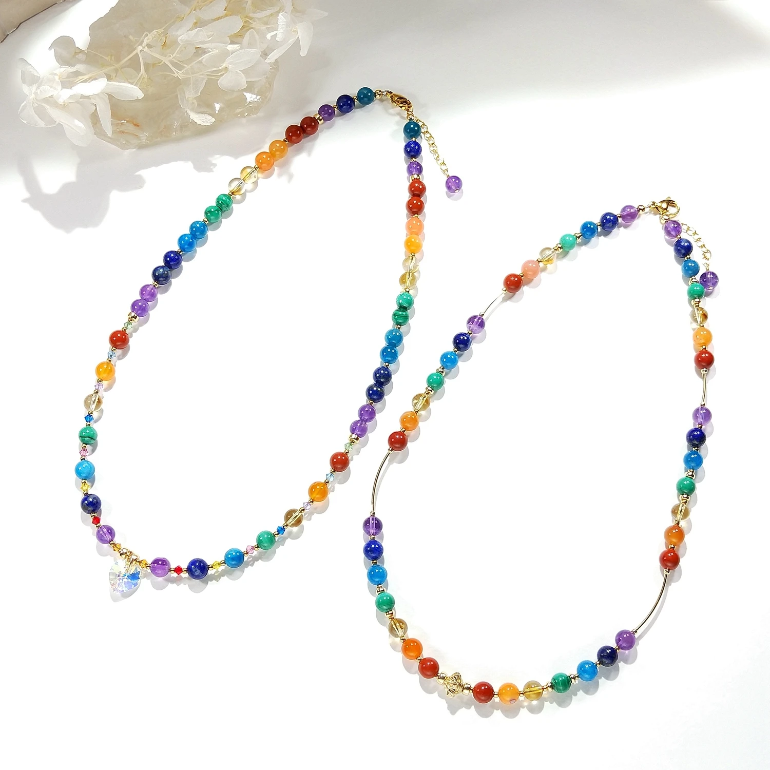 Lii Ji Rainbow 7 Chakras Natural Stone 6mm 14K Gold Filled Pendant Necklace For Women Girls Gift 43+3cm
Lii Ji Rainbow 7 Chakras Natural Stone 6mm 14K Gold Filled Pendant Necklace For Women Girls Gift 43+3cm