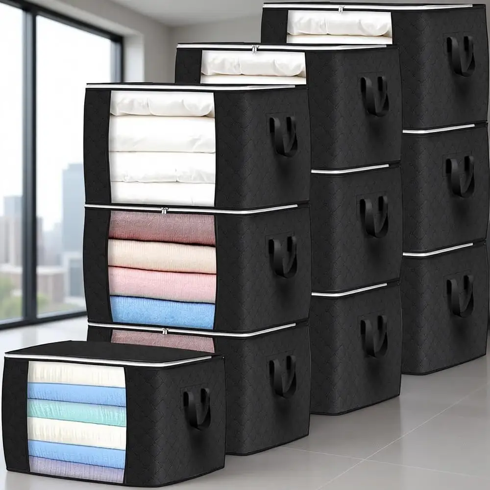 90-Liter Large Capacity Storage Bags, 10-Pack, Black, Reinforced Handle, for Clothes, Blankets, and Bedding
90-Liter Large Capacity Storage Bags, 10-Pack, Black, Reinforced Handle, for Clothes, Blankets, and Bedding
