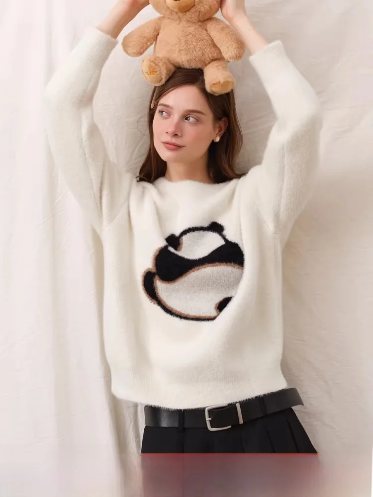 Soft Knitted Panda Patterned Faux Fur Sweatirt Overhead Design Winter New Arrival Faionable Commute Sle Nylon Knitwear
Soft Knitted Panda Patterned Faux Fur Sweatirt Overhead Design Winter New Arrival Faionable Commute Sle Nylon Knitwear