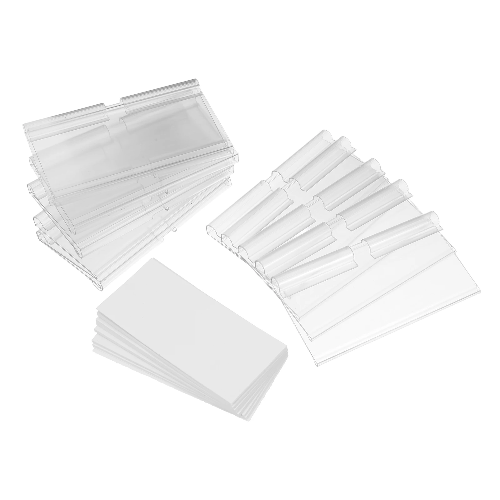 50 Set Transparent Hook Label Holder Clear Plastic Holders for Retail Clip on Labels
50 Set Transparent Hook Label Holder Clear Plastic Holders for Retail Clip on Labels