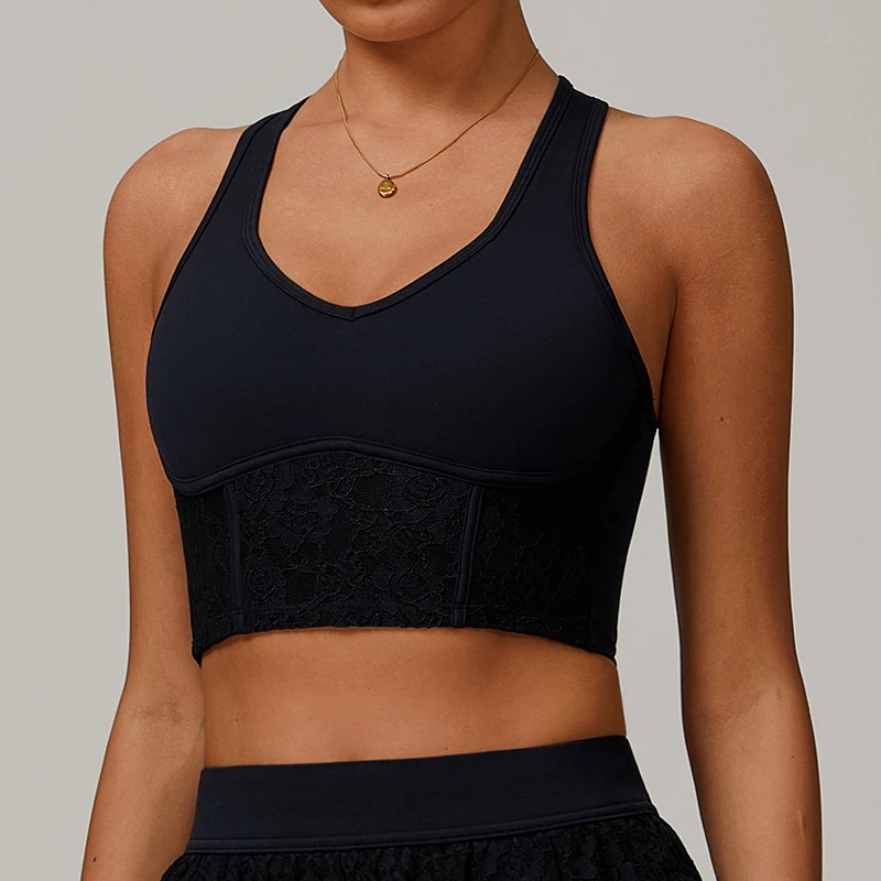 Fashionable Lace Yoga Vest Mesh Breathable Sports Underwear Shockproof Tight Fitting Running Fitness Top Summer Women's Clothing 
Fashionable Lace Yoga Vest Mesh Breathable Sports Underwear Shockproof Tight Fitting Running Fitness Top Summer Women's Clothing