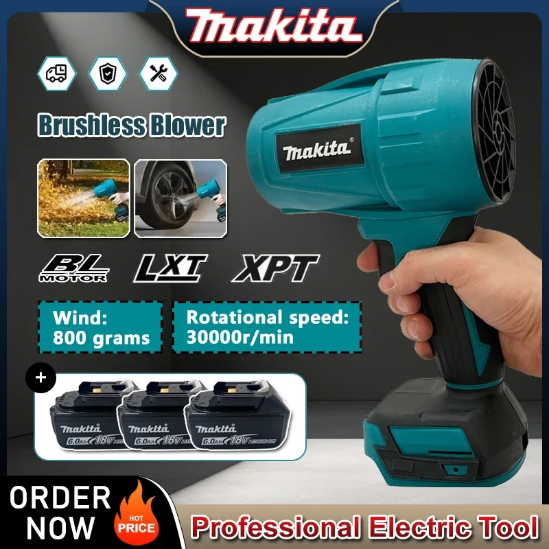 Бесщеточный турбовентилятор Makita 30000 об/мин, мощный электрический ручной струйный вентилятор для сдувания снега, листьев и пыли, для аккумулятора 18В
Бесщеточный турбовентилятор Makita 30000 об/мин, мощный электрический ручной струйный вентилятор для сдувания снега, листьев и пыли, для аккумулятора 18В