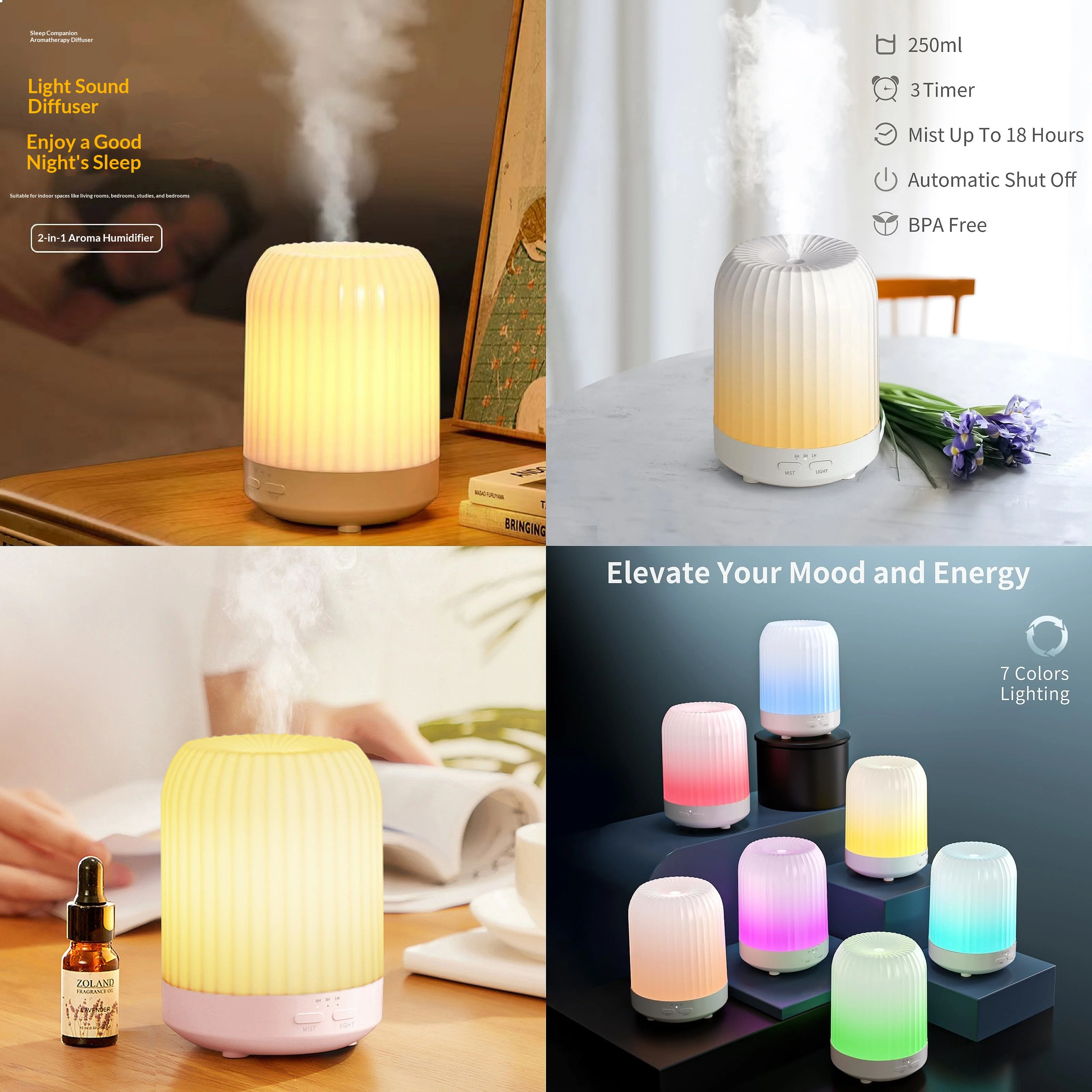 Home Aromatherapy Diffuser Essential Oil Sprayer with Night Light Humidifier for Bedroom
Home Aromatherapy Diffuser Essential Oil Sprayer with Night Light Humidifier for Bedroom