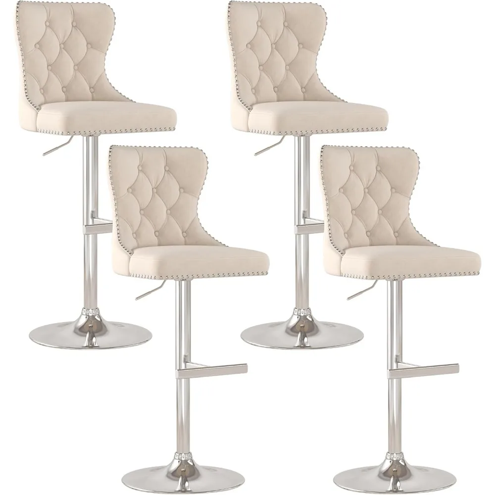 Bar Stools Set of 4, Velvet Swivel Counter Height Stools with Tufted Back, Adjustable Seat with Nailheads Trim, Upholstered Bar
Bar Stools Set of 4, Velvet Swivel Counter Height Stools with Tufted Back, Adjustable Seat with Nailheads Trim, Upholstered Bar