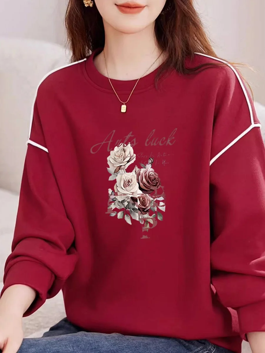 Loose Fit Long Sleeve Cotton Sweatshirt Women's plus Size Artistic Print Casual Top Breathable Comfortable Autumn Winter Wear
Loose Fit Long Sleeve Cotton Sweatshirt Women's plus Size Artistic Print Casual Top Breathable Comfortable Autumn Winter Wear