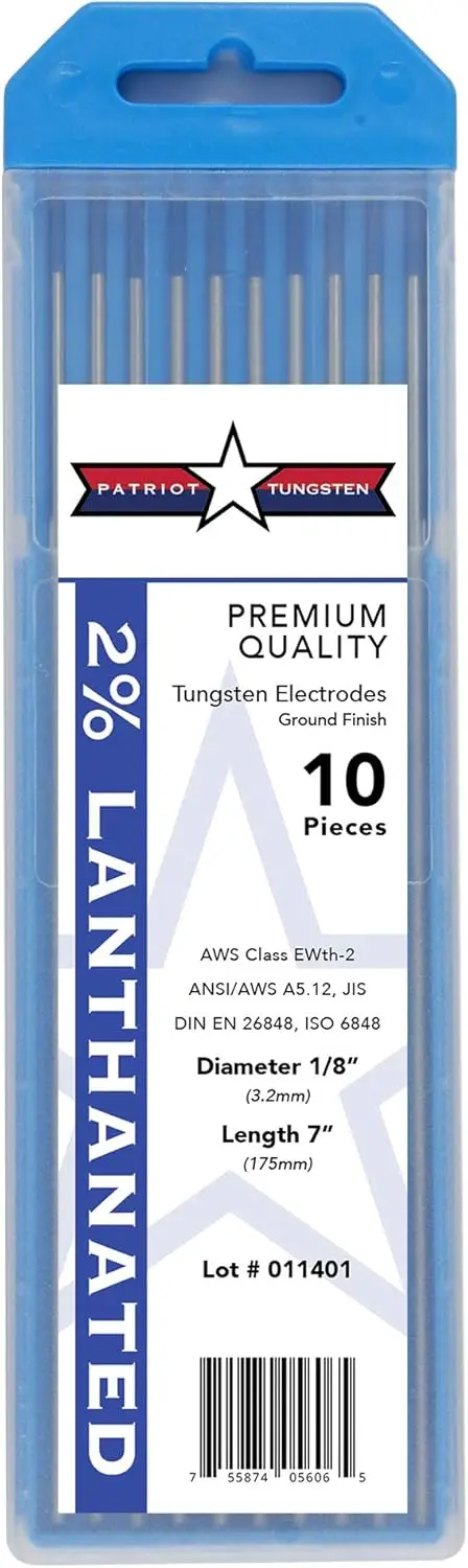 TIG Welding Electrodes 2% Lanthanated WL20 Blue 1/8" 10 Pack for Precision Welding
TIG Welding Electrodes 2% Lanthanated WL20 Blue 1/8" 10 Pack for Precision Welding
