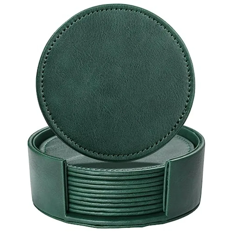 Drink Coasters with Holder, 4" Leather Coasters for Drinks Set of 6 for Tabletop Protection, Elegant Home Decor and Handmade Ho
Drink Coasters with Holder, 4" Leather Coasters for Drinks Set of 6 for Tabletop Protection, Elegant Home Decor and Handmade Ho