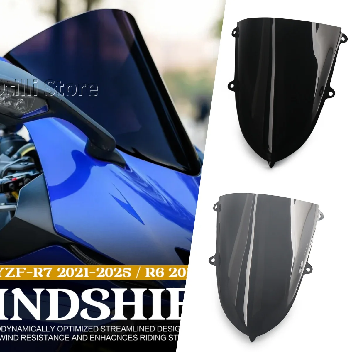 For Yamaha R6 YZF-R6 2017-2024 R7 YZF-R7 2021-2025 Windshield Windscreen Double Bubble Wind Visor Viser YZF R6 R7 YZFR6 YZFR7
For Yamaha R6 YZF-R6 2017-2024 R7 YZF-R7 2021-2025 Windshield Windscreen Double Bubble Wind Visor Viser YZF R6 R7 YZFR6 YZFR7
