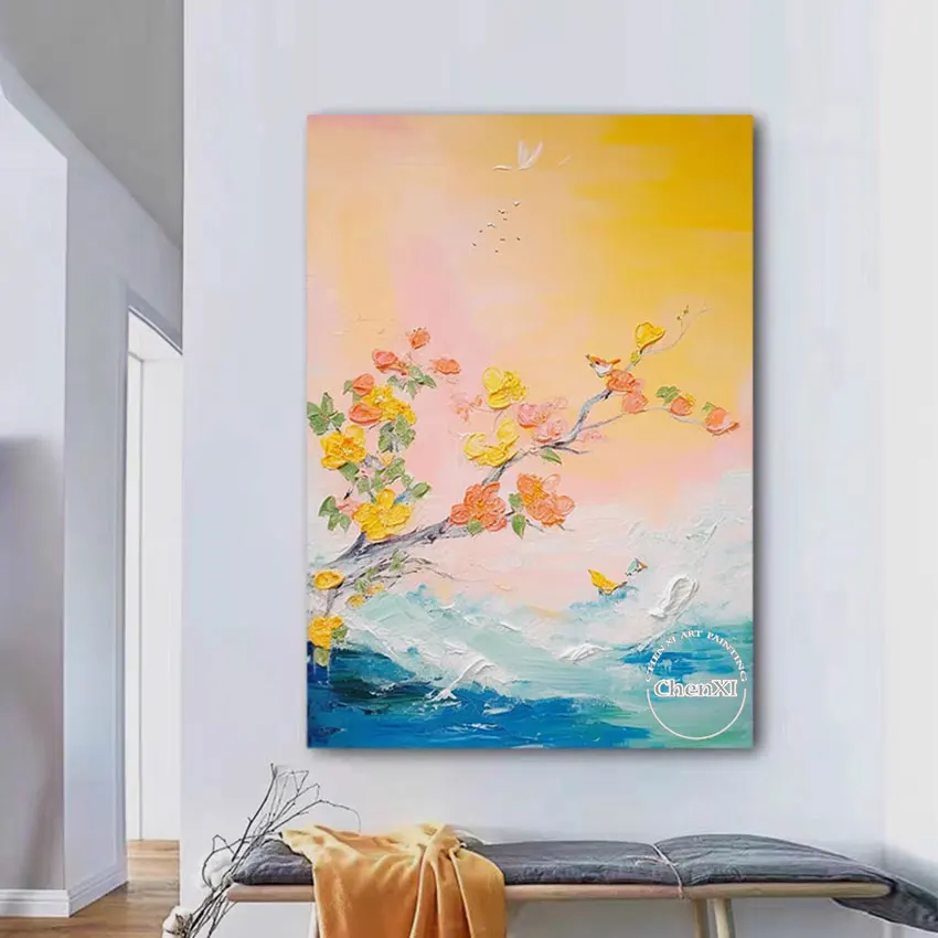 Эстетическое украшение комнаты, домашние выставки, нож, цветы, картина маслом, роскошная ручная работа, абстрактный холст, настенное искусство, большие панели
Эстетическое украшение комнаты, домашние выставки, нож, цветы, картина маслом, роскошная ручная работа, абстрактный холст, настенное искусство, большие панели