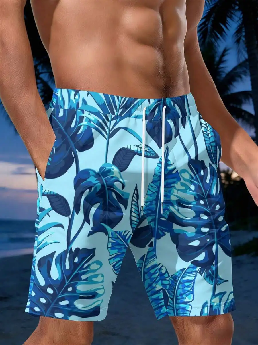 Mens Tropical Leaf Print Beach Shorts Blue Monstera Palm Leaves Quick Dry
Mens Tropical Leaf Print Beach Shorts Blue Monstera Palm Leaves Quick Dry