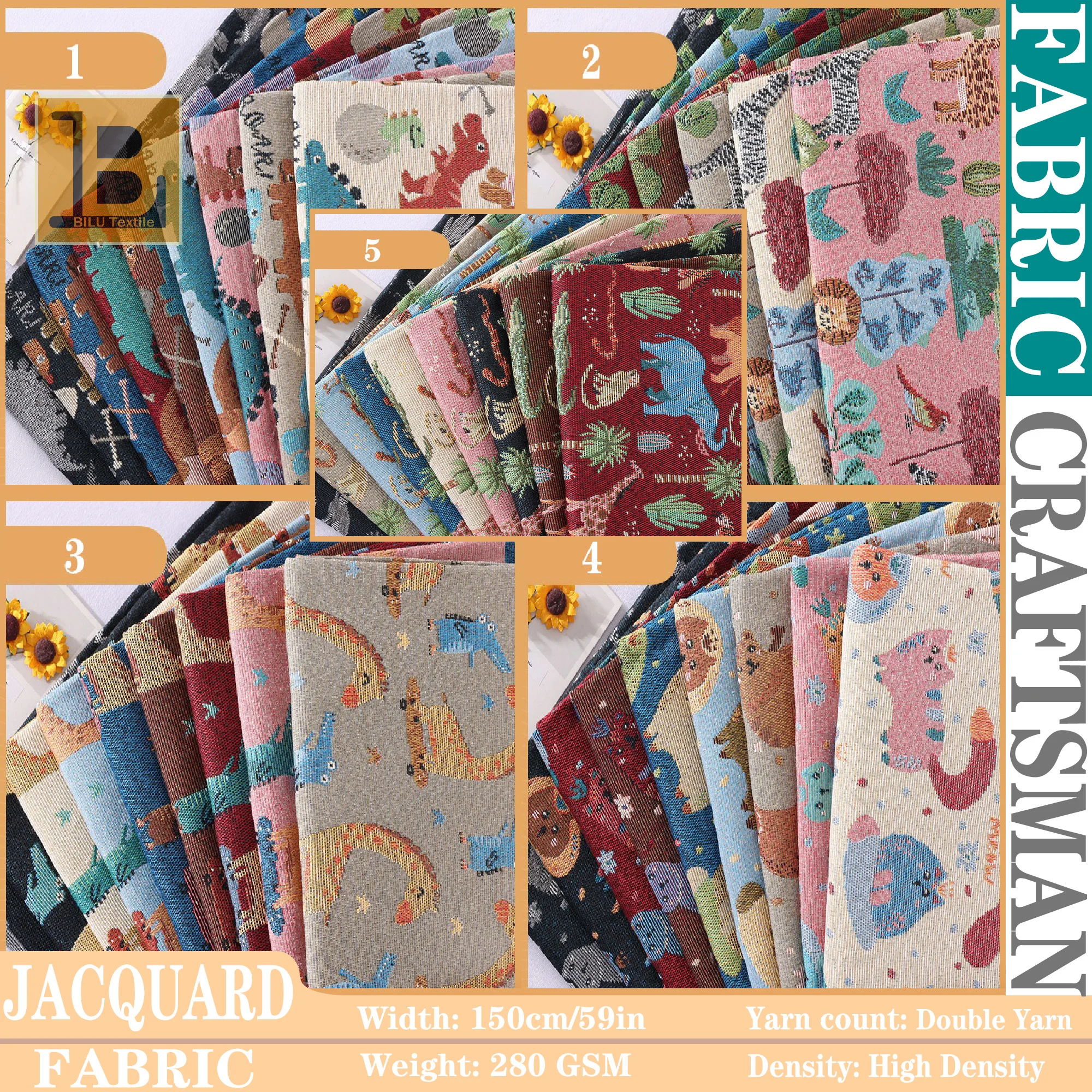 Poly-Cotton Jacquard Fabric - Where Flowers Whisper with Beasts | Apparel, Home Decor & DIY Crafts | per Meter
Poly-Cotton Jacquard Fabric - Where Flowers Whisper with Beasts | Apparel, Home Decor & DIY Crafts | per Meter