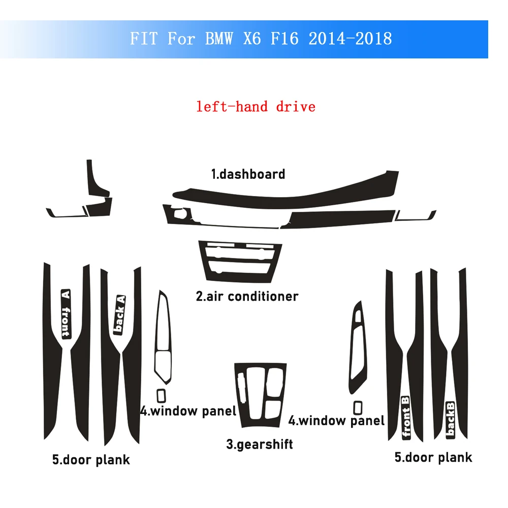 Carbon Fiber For BMW X6 F16 2014-2018 Car Film Interior Sticker Center Console Gear Dashboard Air Door Handle Lift Panel
Carbon Fiber For BMW X6 F16 2014-2018 Car Film Interior Sticker Center Console Gear Dashboard Air Door Handle Lift Panel