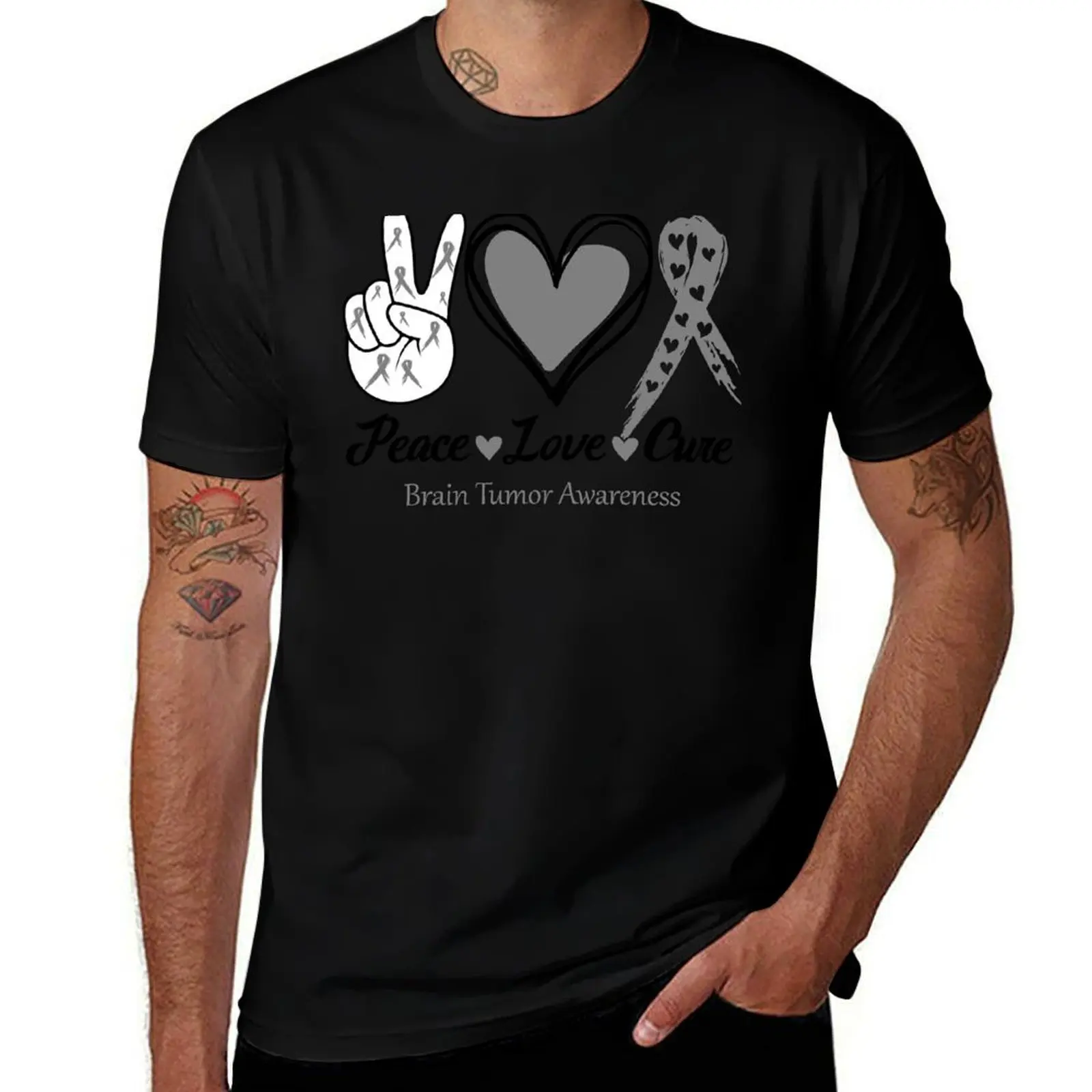 Peace Love Cure Brain Tumor Awareness T-Shirt Daily Work Short Sleeve Top
Peace Love Cure Brain Tumor Awareness T-Shirt Daily Work Short Sleeve Top