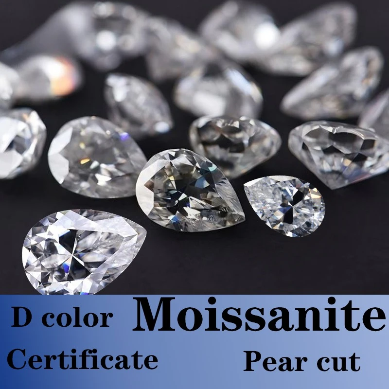Artificial Gemstone Pear Cut D Color Moissanite with Certificate Factory Outlet
Artificial Gemstone Pear Cut D Color Moissanite with Certificate Factory Outlet