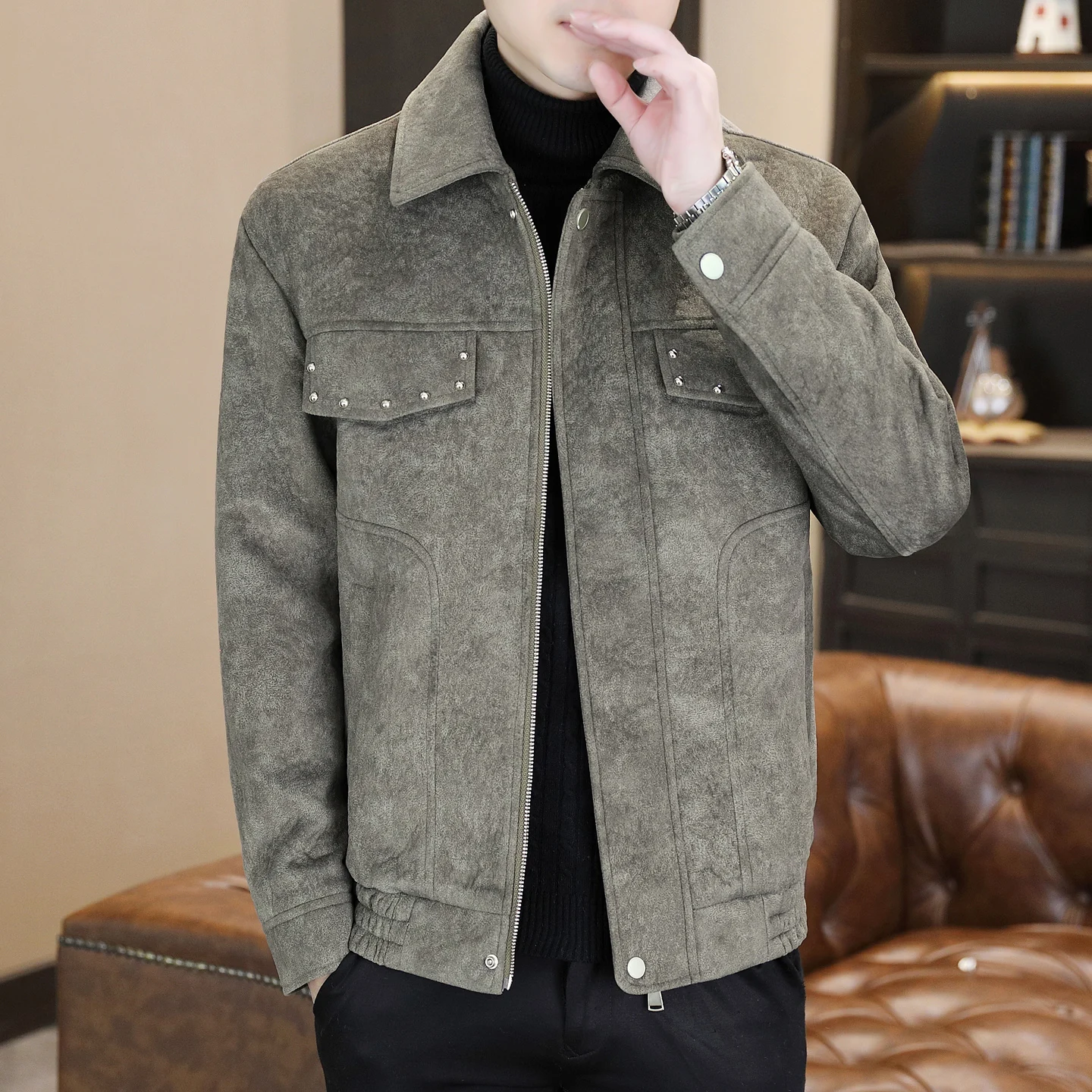 Men's Winter Fce Lined Suede Jaet Casual Slim Fit Thi Warm Faionable Retro Sle Zipper Closure Long Sve Coat
Men's Winter Fce Lined Suede Jaet Casual Slim Fit Thi Warm Faionable Retro Sle Zipper Closure Long Sve Coat
