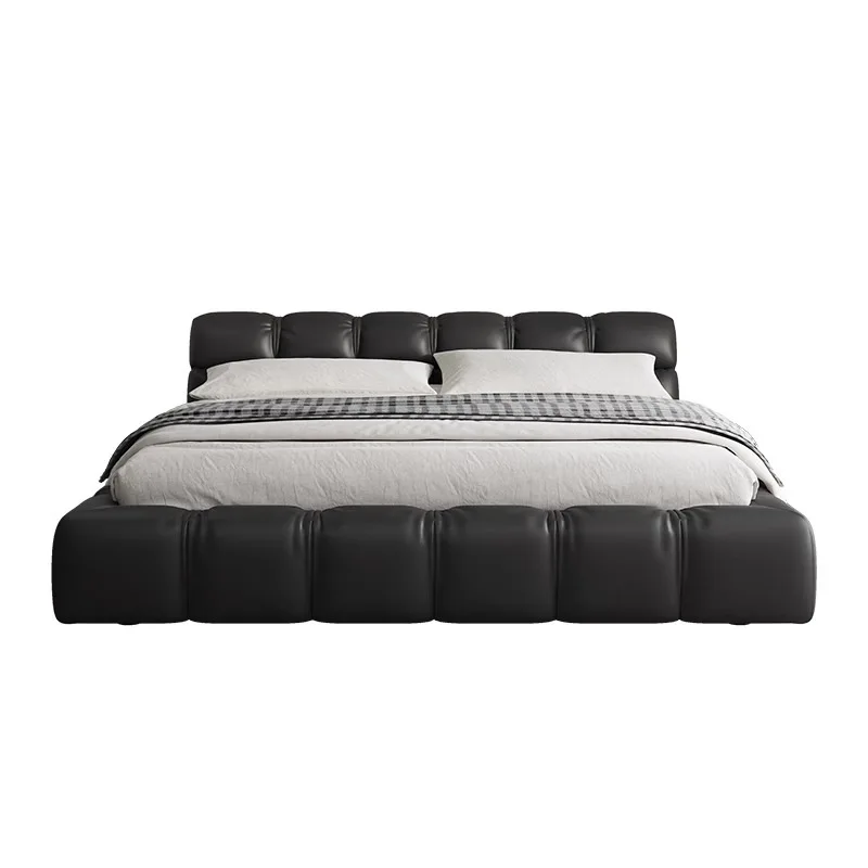 Leather bed Italian minimalist black puff master bedroom storage double
Leather bed Italian minimalist black puff master bedroom storage double