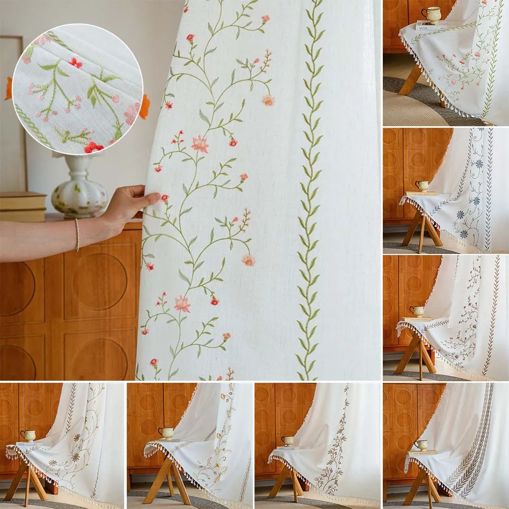 Vintage Cotton Linen Sheer Curtains Embroidery Floral Semi Blackout Window Drapes for Bedroom Kitchen Balcony Cortinas De Salón
Vintage Cotton Linen Sheer Curtains Embroidery Floral Semi Blackout Window Drapes for Bedroom Kitchen Balcony Cortinas De Salón