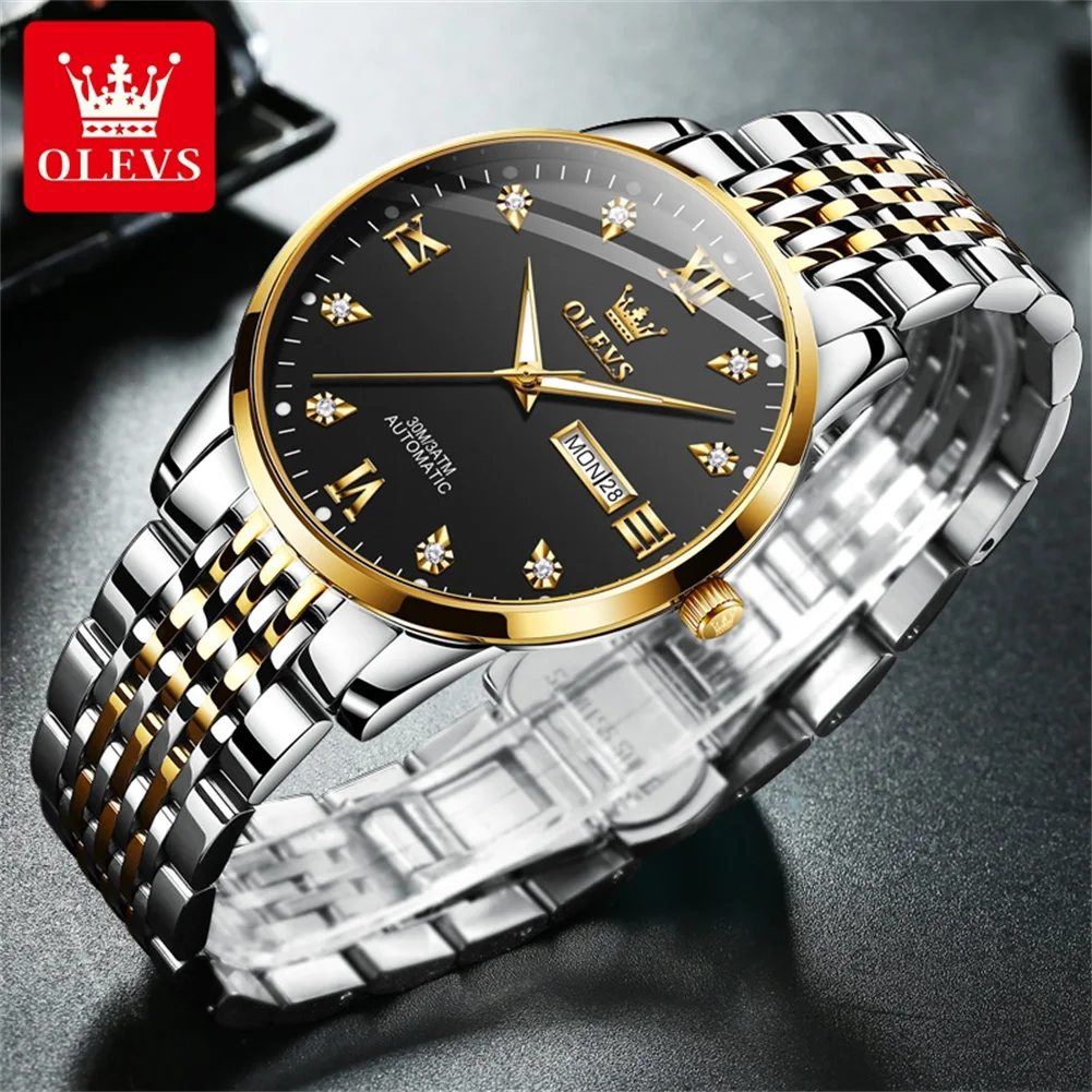 OLEVS Фирменные новые мужские оригинальные механические часы, роскошные автоматические часы для мужчин, классические водонепроницаемые наручные часы с календарем недели
OLEVS Фирменные новые мужские оригинальные механические часы, роскошные автоматические часы для мужчин, классические водонепроницаемые наручные часы с календарем недели