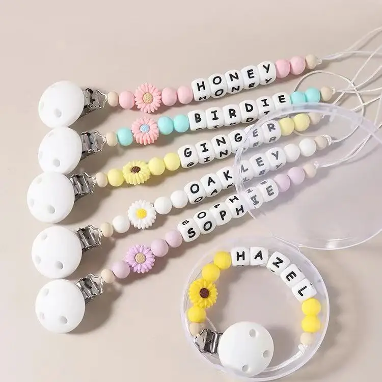Baby Pacifier Personalized Name Clip Chain Wooden Flower Silicone Cute Teethers Dummy Nipple Holder Clips Pacifiers Teething Toy
Baby Pacifier Personalized Name Clip Chain Wooden Flower Silicone Cute Teethers Dummy Nipple Holder Clips Pacifiers Teething Toy