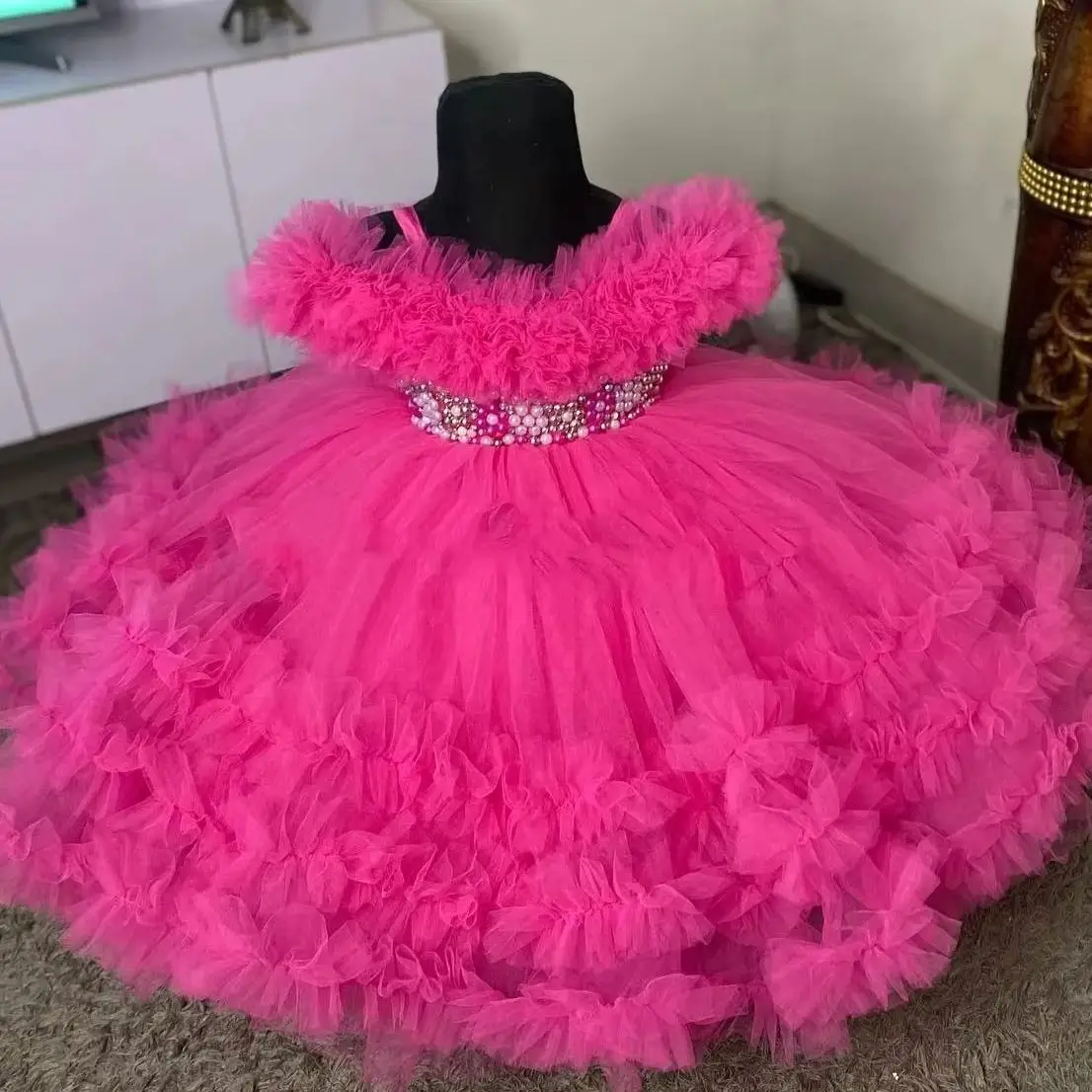 Pink Pearls Girls Birthday Party Dresses Beaded Ruffles Purple Flower Girl Dresses Baby Kids Ball Gowns for Photo Shoot
Pink Pearls Girls Birthday Party Dresses Beaded Ruffles Purple Flower Girl Dresses Baby Kids Ball Gowns for Photo Shoot