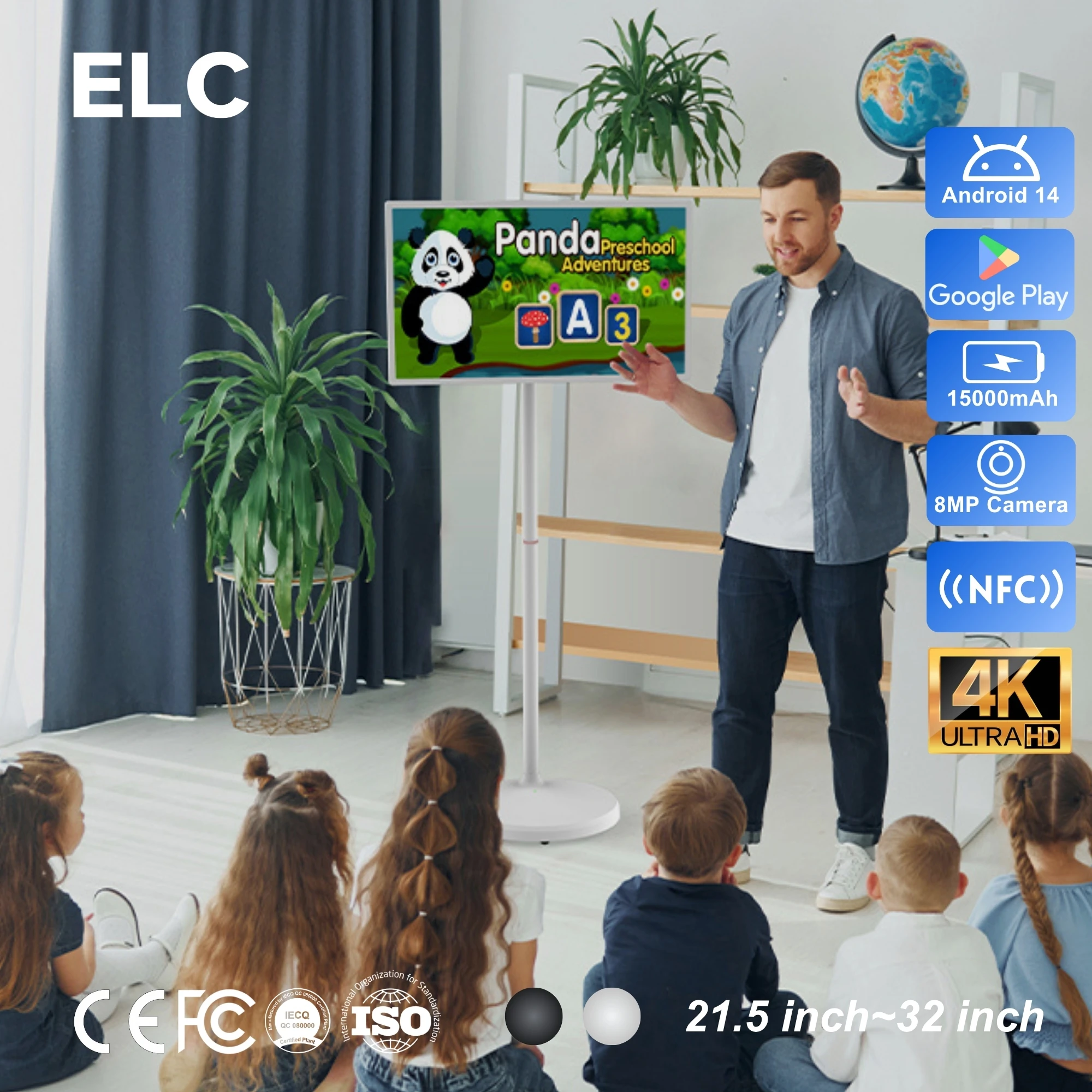 hit productInteractive 32" Portable Smart Screen 4K UHD Android 14 Mobile Touch Monitor with Wheels for Education Classroom & Ki
hit productInteractive 32" Portable Smart Screen 4K UHD Android 14 Mobile Touch Monitor with Wheels for Education Classroom & Ki