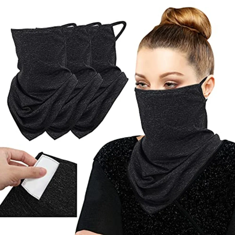 Scarf Mask Bandana with Ear Loops 3 Pack, Neck Gaiter Balaclava with Filter Pocket UV Protection Mask
Scarf Mask Bandana with Ear Loops 3 Pack, Neck Gaiter Balaclava with Filter Pocket UV Protection Mask