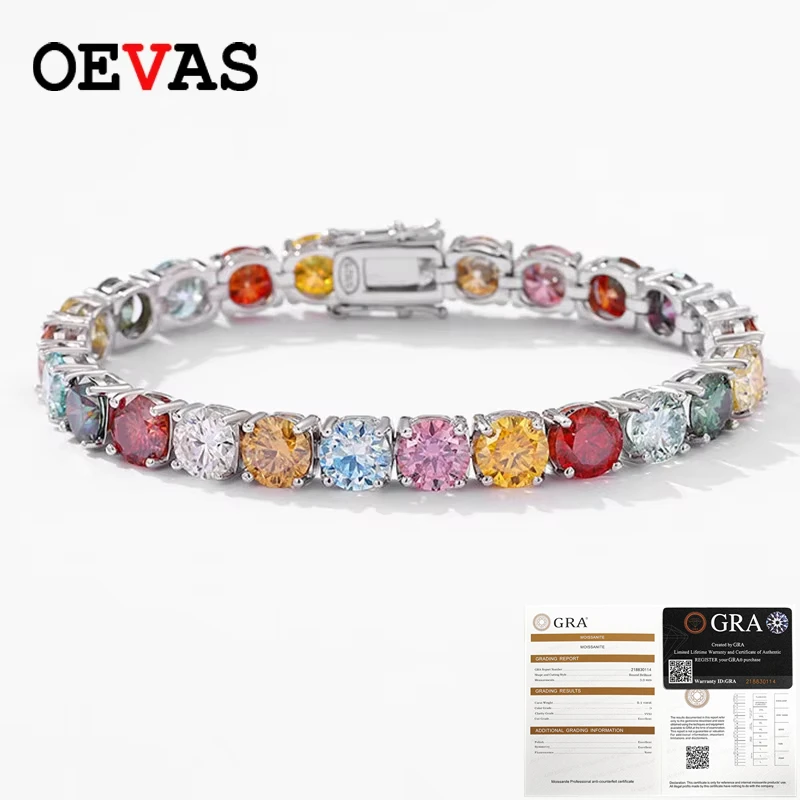 OEVAS 3MM 4MM 5MM 6.5MM Colored Tennis Moissanite Gemstone Bracelets Hand Chain 100% 925 Sterling Silver Fine Jewelry Party Gift
OEVAS 3MM 4MM 5MM 6.5MM Colored Tennis Moissanite Gemstone Bracelets Hand Chain 100% 925 Sterling Silver Fine Jewelry Party Gift