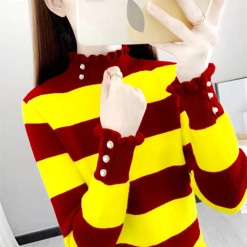 Women Korean Version High Neck Sweater 2025 Autumn And Winter New Western-style Knitted Sweater Loose Base Top Striped Outerwear
Women Korean Version High Neck Sweater 2025 Autumn And Winter New Western-style Knitted Sweater Loose Base Top Striped Outerwear
