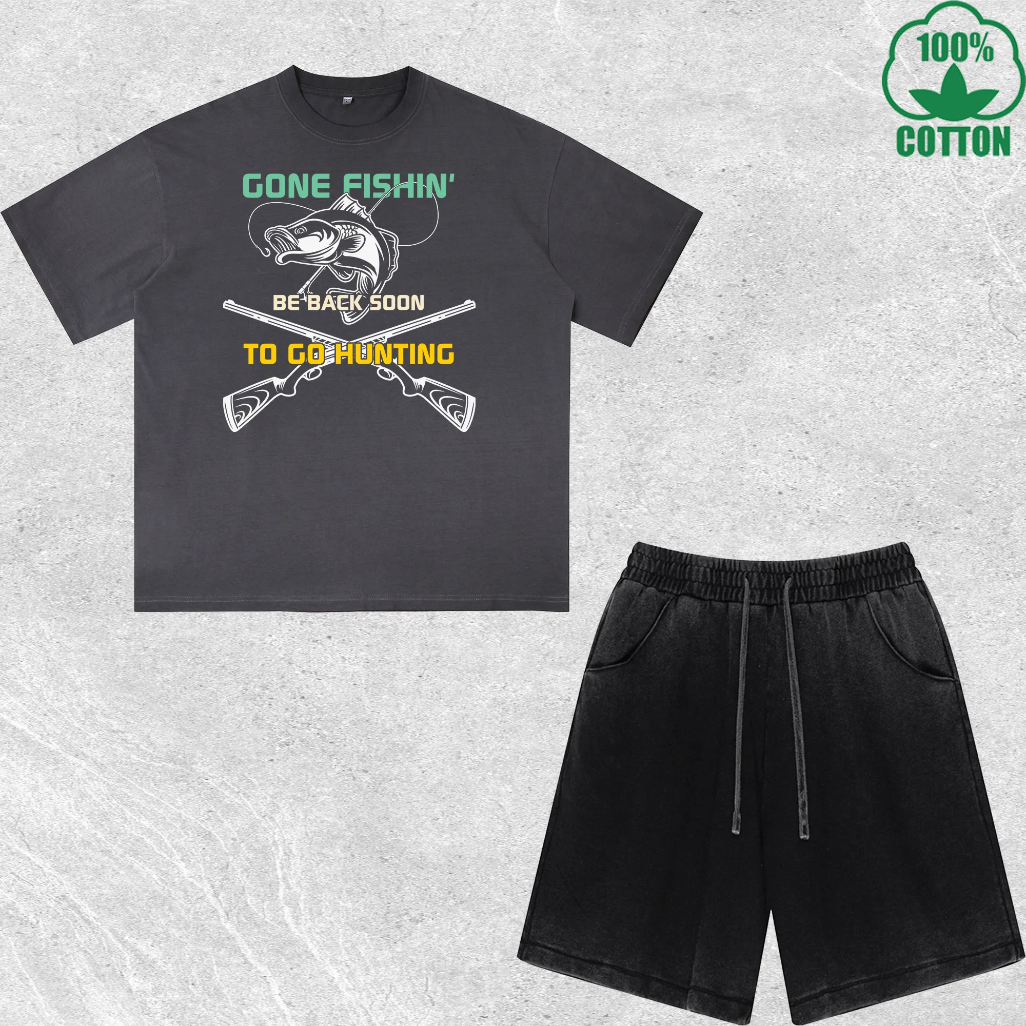 Gone Fishing Printed Dirty Wash T-Shirt Shorts Set Multicolor Combo Loose Trendy Fashionable 100%Cotton
Gone Fishing Printed Dirty Wash T-Shirt Shorts Set Multicolor Combo Loose Trendy Fashionable 100%Cotton