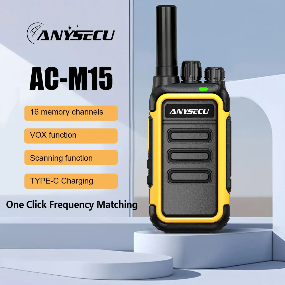 Anysecu AC-M15 3 Вт UHF 400-470 МГц 1500 мАч 16-канальная аналоговая радиостанция профессиональный FM-трансивер с функцией One ClickVOX рация
Anysecu AC-M15 3 Вт UHF 400-470 МГц 1500 мАч 16-канальная аналоговая радиостанция профессиональный FM-трансивер с функцией One ClickVOX рация