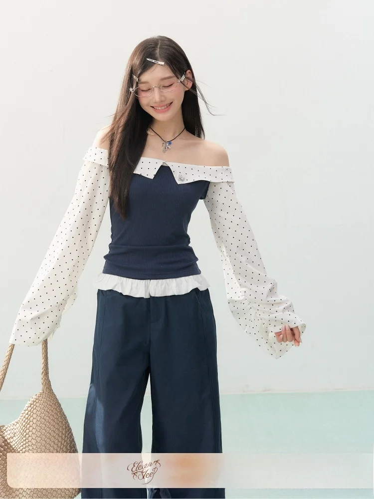 ELEVEN SP Spring Polka Dot One oulder Long Sve Women's Top Beautiful Unique Design Korean Sle Slim Fit T-irt
ELEVEN SP Spring Polka Dot One oulder Long Sve Women's Top Beautiful Unique Design Korean Sle Slim Fit T-irt