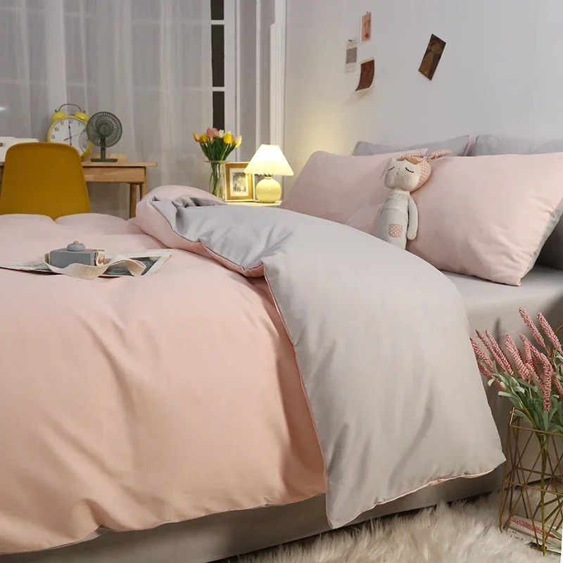 5 Size Available! Pink Gray Beddings Solid Color Bedding Set 1 PCS Duvetcover 1 PCS Bed sheet 2 PCS Pillowcases M002
5 Size Available! Pink Gray Beddings Solid Color Bedding Set 1 PCS Duvetcover 1 PCS Bed sheet 2 PCS Pillowcases M002