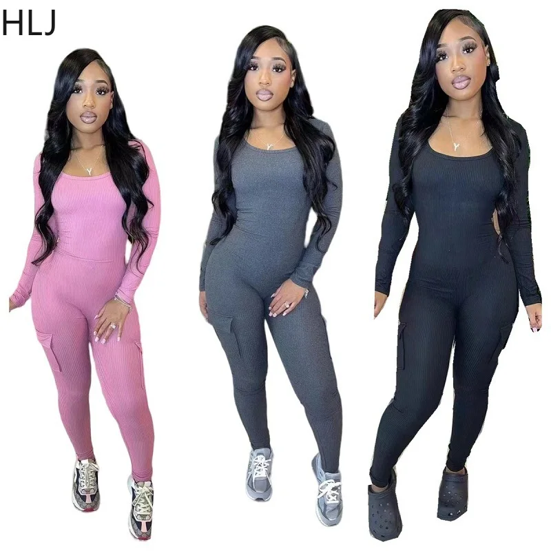 HLJ Sexy Solid Color Ribber Bodycon Jumpsuits Women Round Neck Long Sleeve Skinny Pants One Piece Playsuit Female Sporty Overall
HLJ Sexy Solid Color Ribber Bodycon Jumpsuits Women Round Neck Long Sleeve Skinny Pants One Piece Playsuit Female Sporty Overall