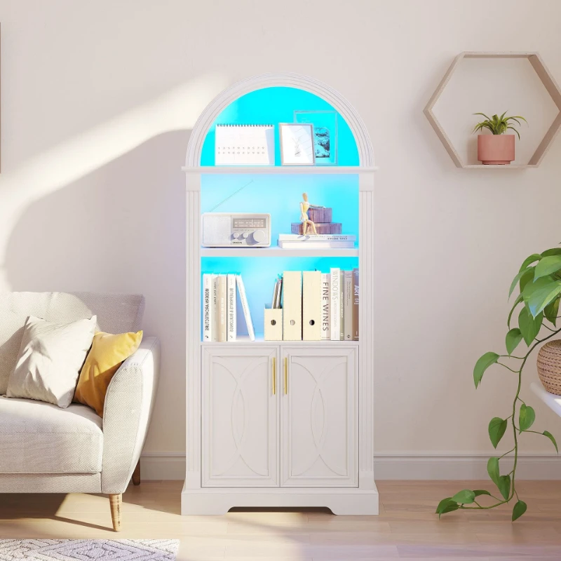 Arched glass dining side bookcase, adjustable shelf + induction three-color light, kitchen locker, living room display stand
Arched glass dining side bookcase, adjustable shelf + induction three-color light, kitchen locker, living room display stand