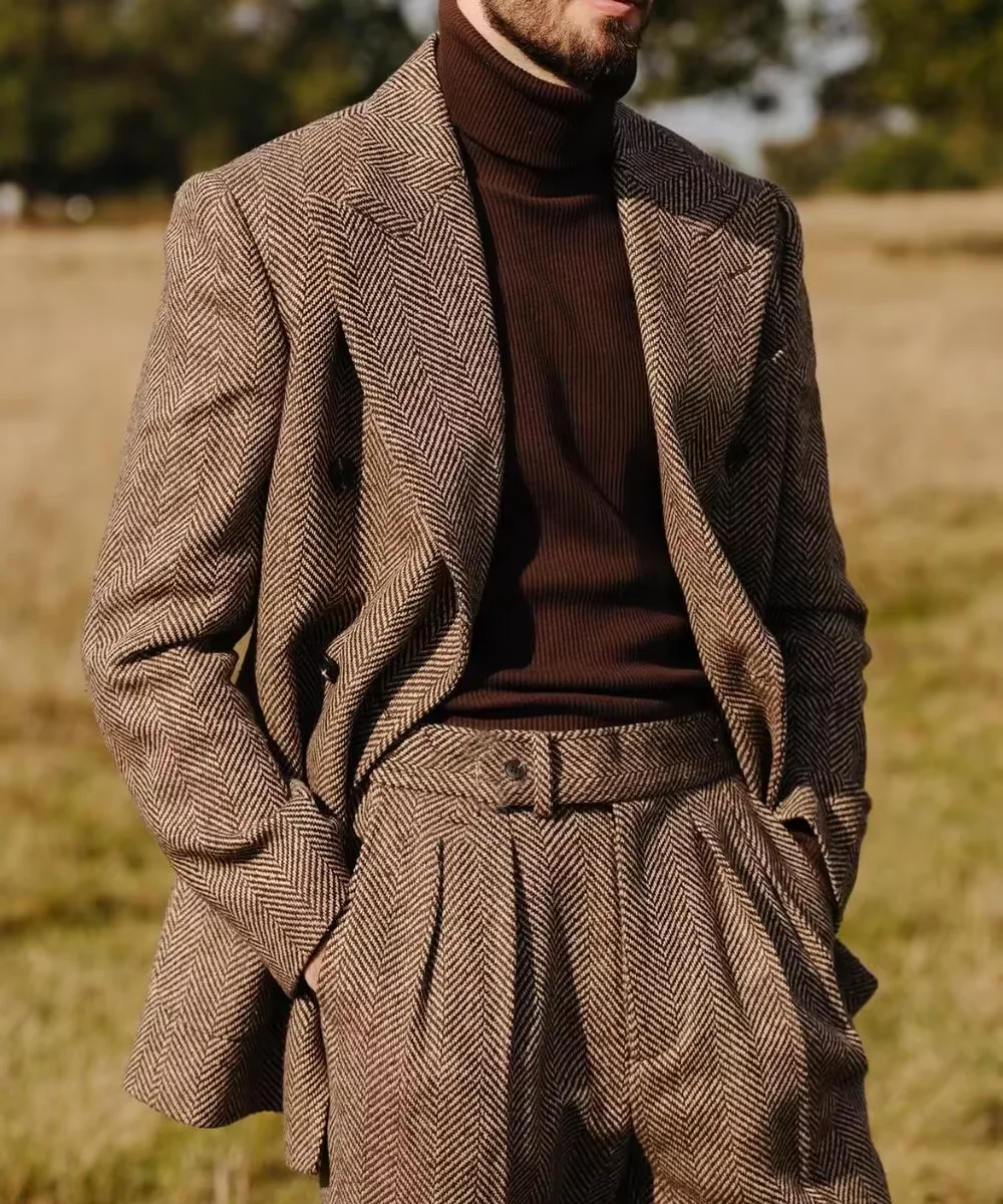 Herringbone Men's Suit 2 Pieces Set Fashion Lapel Double Breasted Tuxedos Groom Blazer Pants Party Business Tailored Hot Sell
Herringbone Men's Suit 2 Pieces Set Fashion Lapel Double Breasted Tuxedos Groom Blazer Pants Party Business Tailored Hot Sell