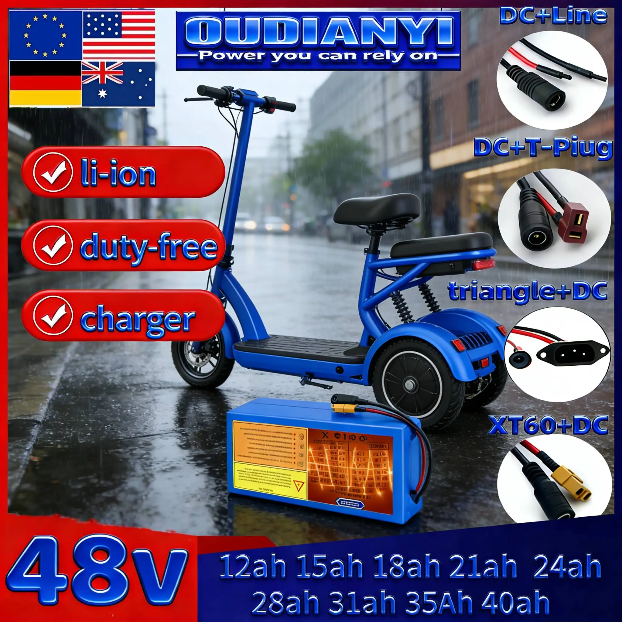 Литиевая батарея 48В 12Ач 15Ач 18Ач 21Ач 24Ач 28Ач 31Ач 35Ач 40Ач, новая модель с BMS, максимальная мощность 1500Вт, подходит для электросамоката 42В, быстрая зарядка
Литиевая батарея 48В 12Ач 15Ач 18Ач 21Ач 24Ач 28Ач 31Ач 35Ач 40Ач, новая модель с BMS, максимальная мощность 1500Вт, подходит для электросамоката 42В, быстрая зарядка