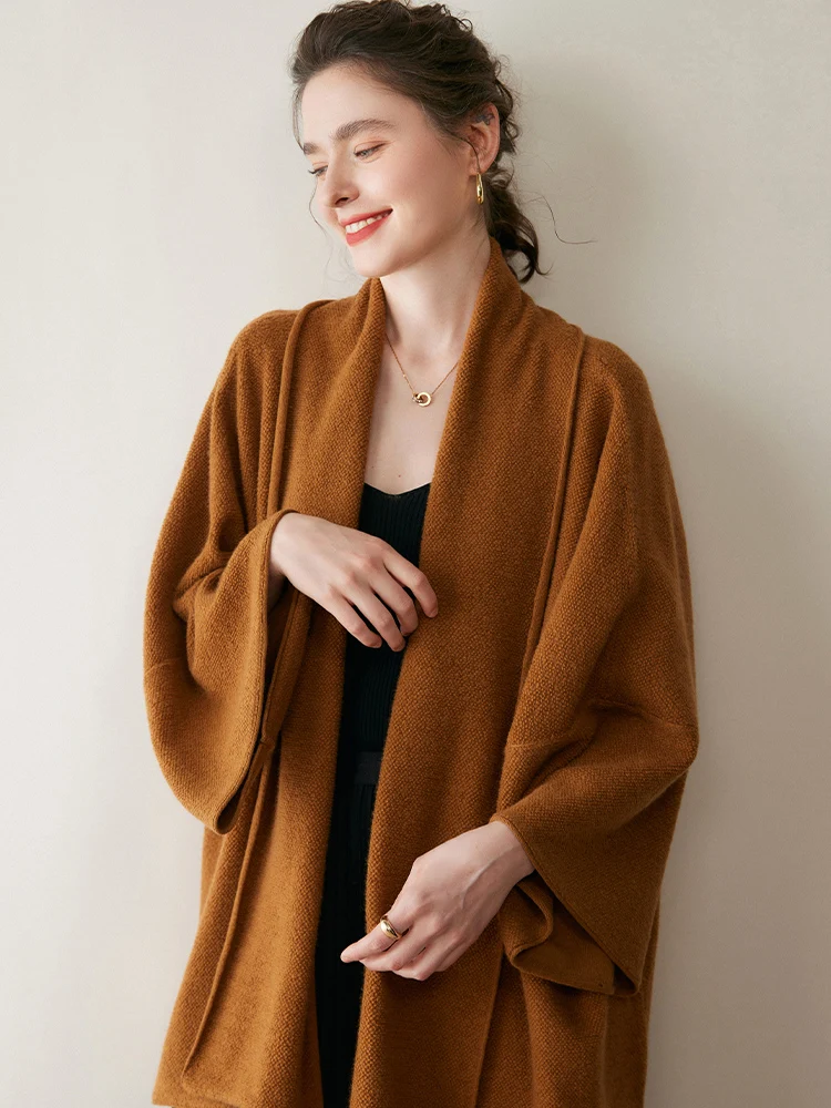 MEETCC Luxury Women's 100% Cashmere Shawls Loose Casual Cardigan Autumn Winter Thick Warm Wraps Chic Cashmere Cape Sweater Tops
MEETCC Luxury Women's 100% Cashmere Shawls Loose Casual Cardigan Autumn Winter Thick Warm Wraps Chic Cashmere Cape Sweater Tops
