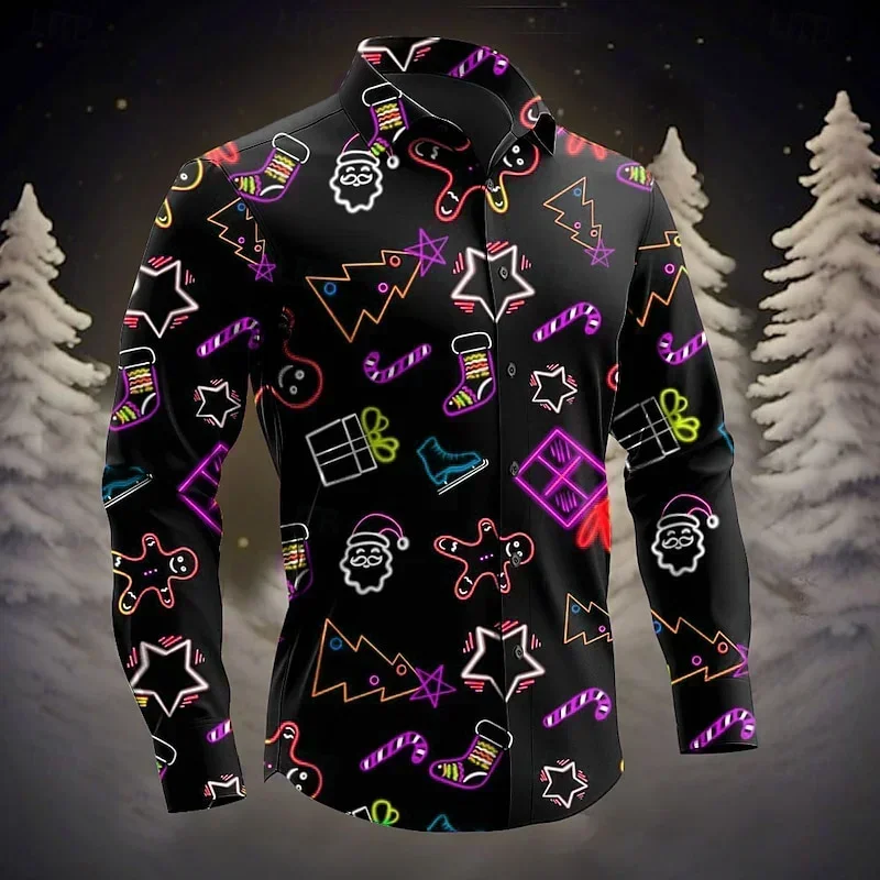 Christmas men's shirt Santa Claus tree gingerbread man collar long sleeved shirt casual party holiday autumn and winter shirt
Christmas men's shirt Santa Claus tree gingerbread man collar long sleeved shirt casual party holiday autumn and winter shirt