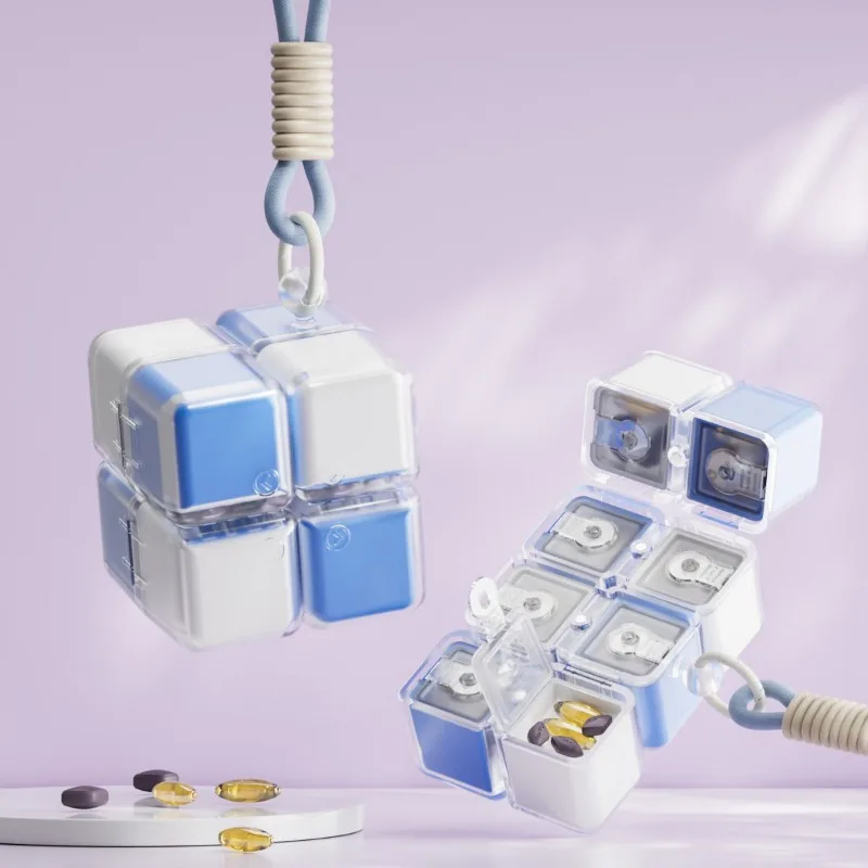 Magic Cube Pill Organizer 8 Compartments Travel Magnetic Lock Medicine Case Carrying Handle Storage Box Hot Sale Multifunctional
Magic Cube Pill Organizer 8 Compartments Travel Magnetic Lock Medicine Case Carrying Handle Storage Box Hot Sale Multifunctional